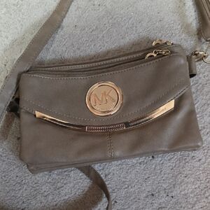 Michael Kors Taupe Crossbody Bag with Gold Accents
